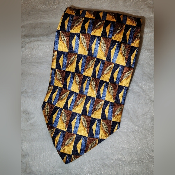 *Ermenegildo Zegna Yellow, Brown, Blue Men's Tie* RET $250 - Picture 2 of 4